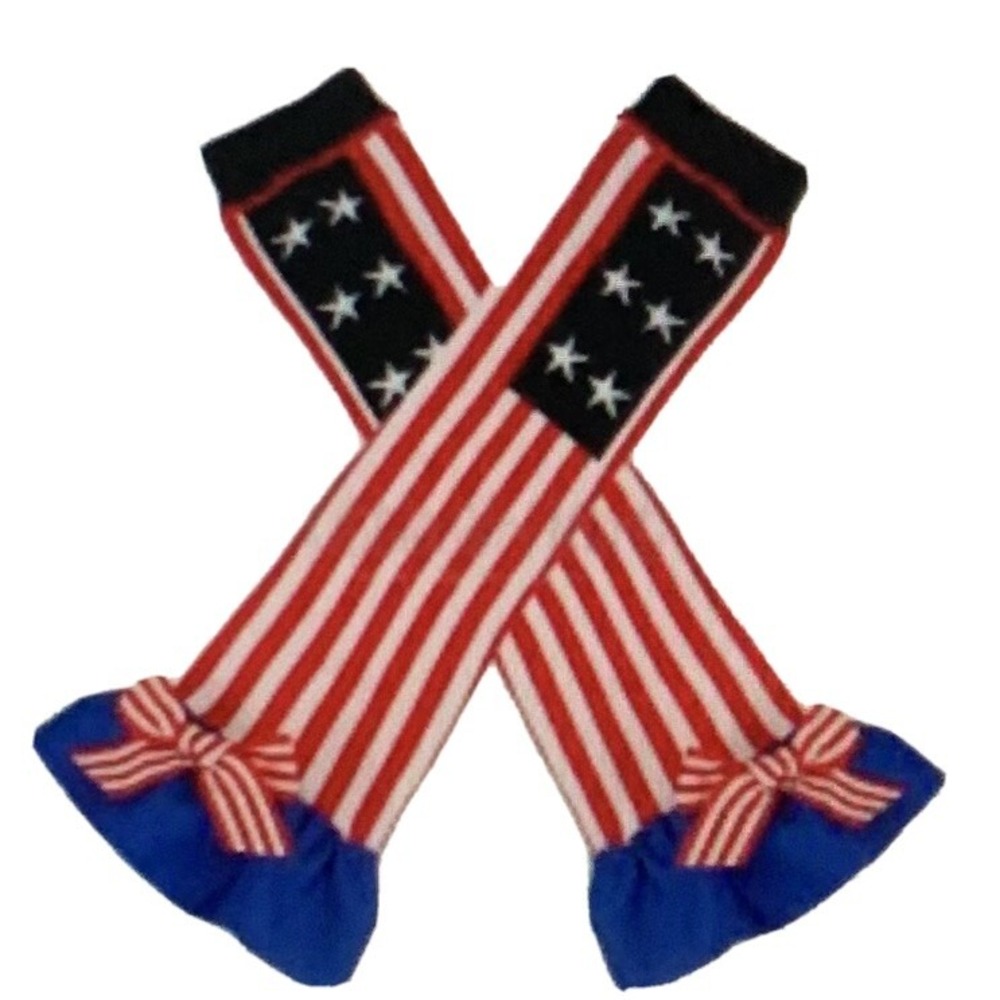 Leg Warmers Girls Patriotic 11 1/2" L x 3 1/2" W New Stars Stripes Navy Ruffle